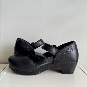 Dansko Sz 40 Makenna Mary Jane Clog Black Leather Studded Boho Sandal EXCELLENT